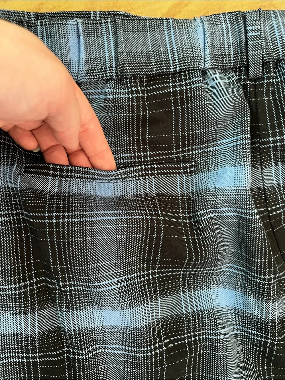 Wildfang Black and Blue Plaid High-waist Trousers